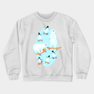 Cheerful Arctic Skateboarders Crewneck Sweatshirt